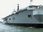 HMS Invincible - rear view with Goalkeeper sponson